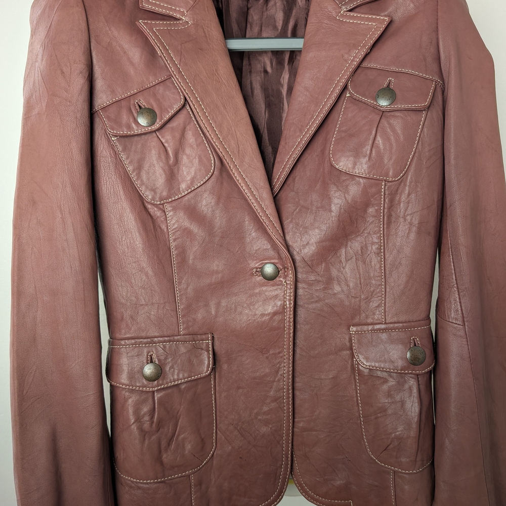 Ardene Women's Dusty Pink Leather Jacket